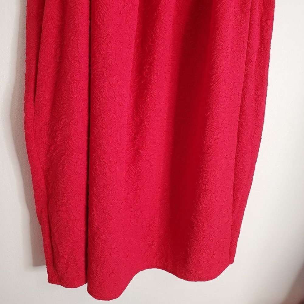 Scoop neck Puff Sleeves Red Dress Women Size M - Picture 7 of 13